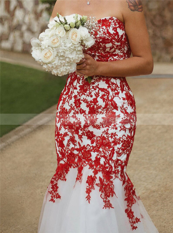 Red Trumpet Wedding Dress