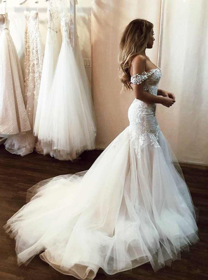  Pefantal Elegant Lace Mermaid Wedding Dresses for