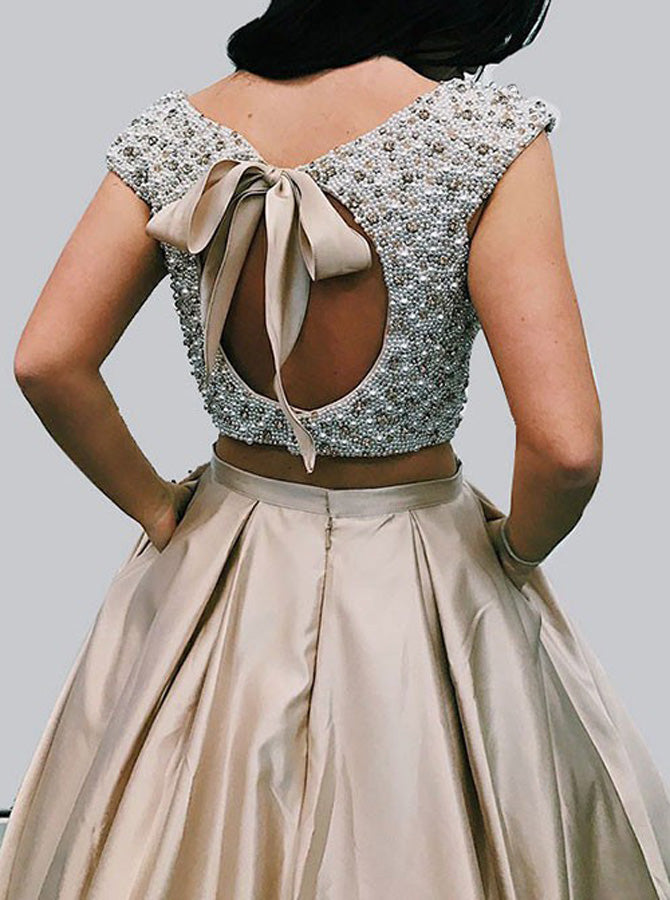 Bespoke Silver Two Piece Prom Outfit