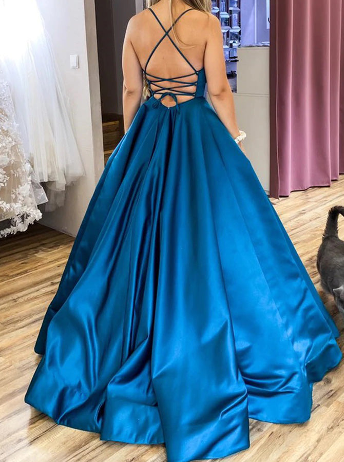 Peacock Blue Satin Dress