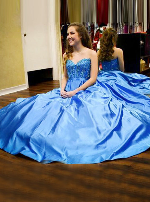 Royal Blue Sweetheart Floor length Satin Dress