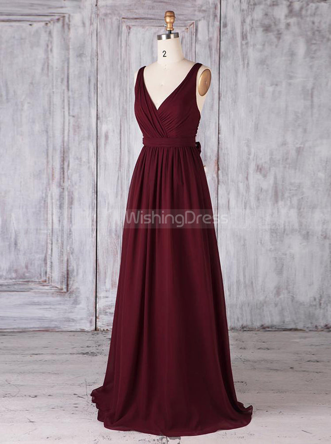 Modest burgundy best sale bridesmaid dresses