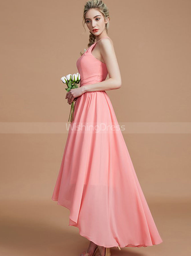 Coral High Low Bridesmaid Dress