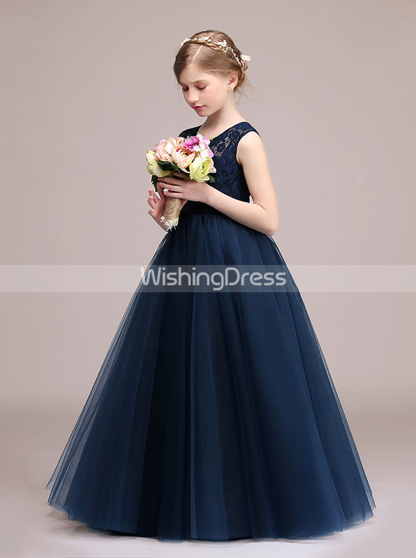 Dark Navy Junior Bridesmaid Dresses Princess Junior Bridesmaid Dress JB00003