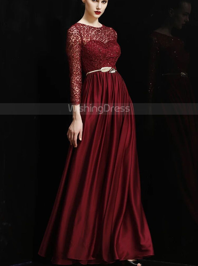 Elegant Mother of the Bride Dress with Sleeves,Floor Length Mother Dre -  Wishingdress