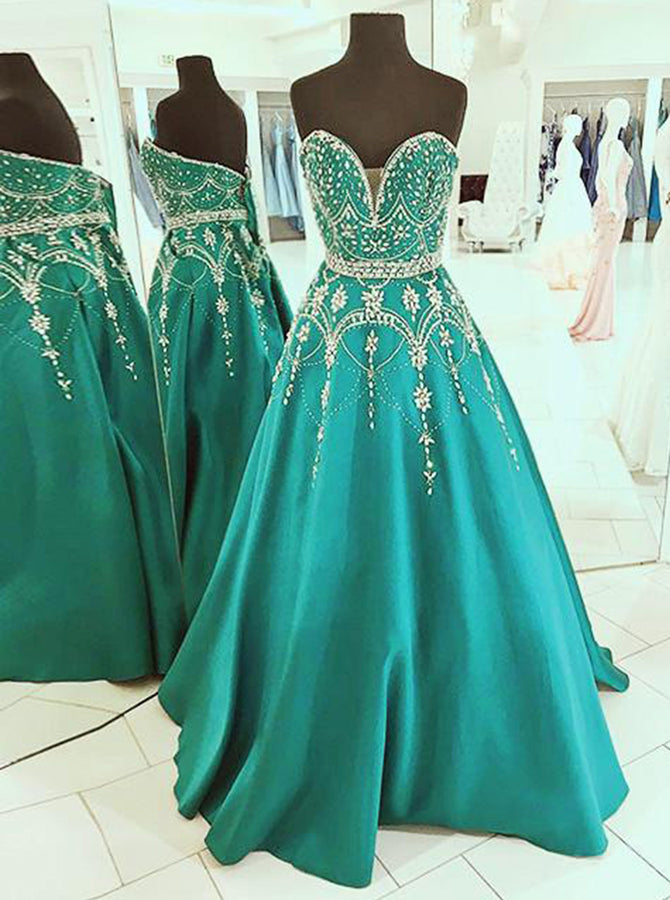 Emerald Sweetheart Prom Dresses