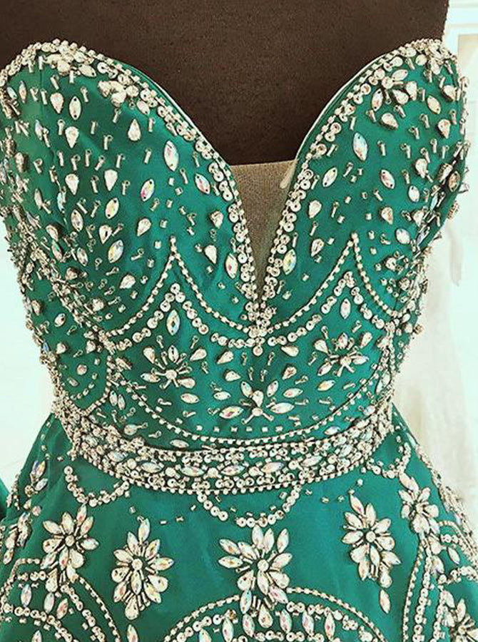 Emerald Sweetheart Prom Dresses