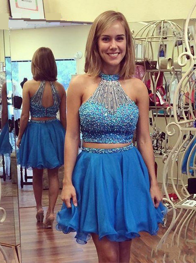 High neck outlet homecoming dress