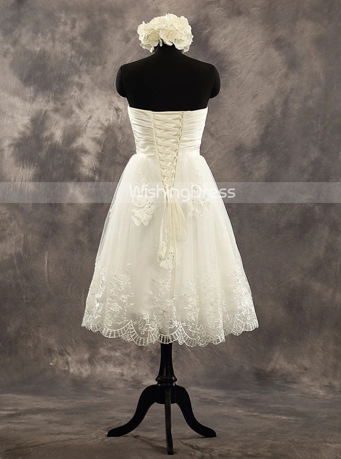 Sweetheart Neckline Tea Length Wedding Dress