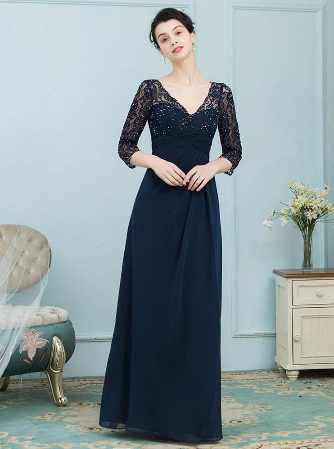 Mother of the Bride Dress with Sleeves,Full Figure Fall Mother of
