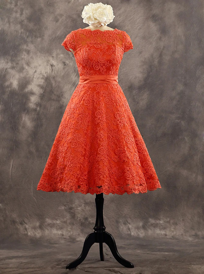 Orange Lace Wedding Dress