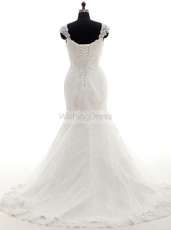 Boho Plus Size Wedding Dress,Beach Lace Chiffon Bridal Dress