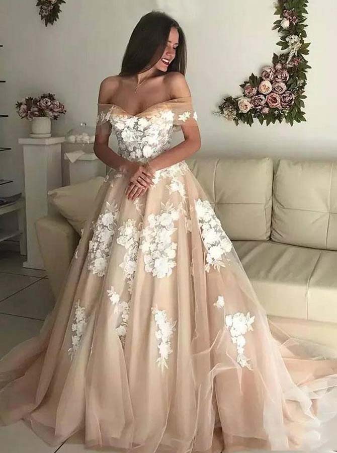 Romantic floral wedding on sale dresses