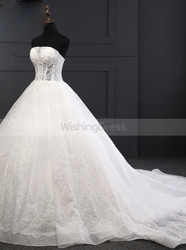 Ball Gown Straps Sweetheart Princess Vintage Lace Wedding Dress BWD023