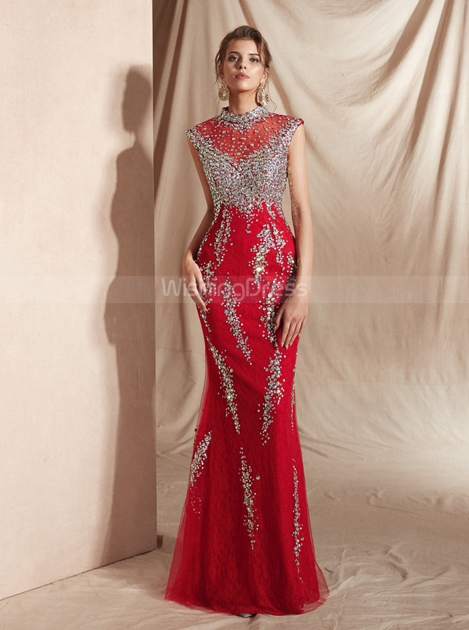 Red and cheap silver prom dress