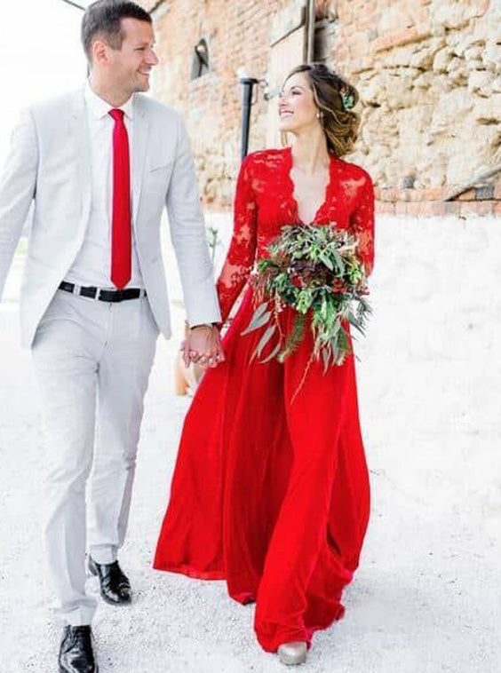 Simple Red Wedding Dresses