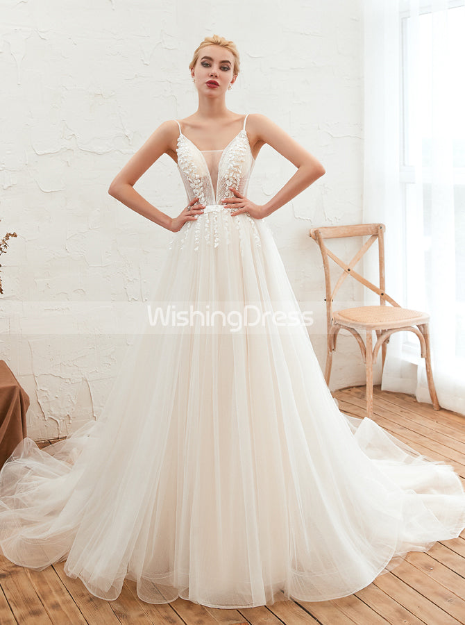 Simple Long Spaghetti Strap Wedding Dress for $169.99 – The Dress