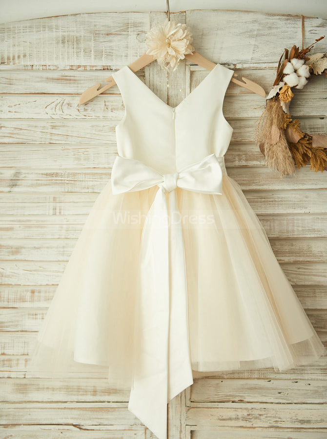 White flower girl dress with deals gold sash