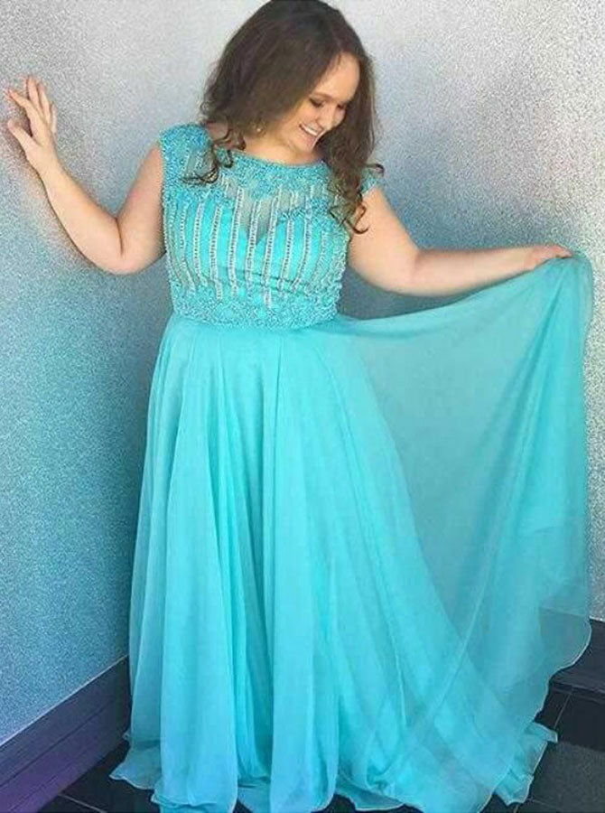 Turquoise Plus Size Prom Dresses,Chiffon Plus Size Prom Dress