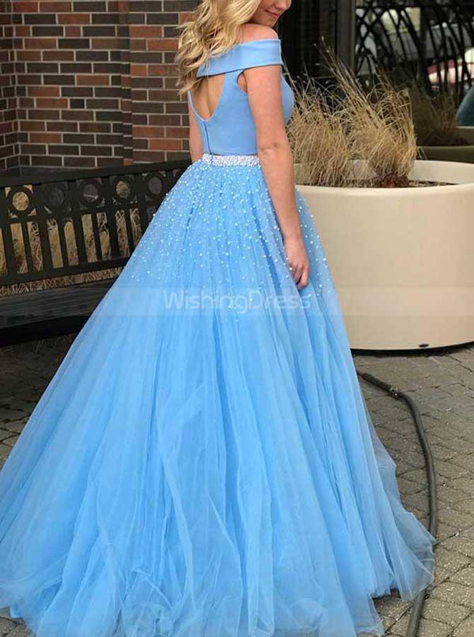 Two piece baby outlet blue prom dress