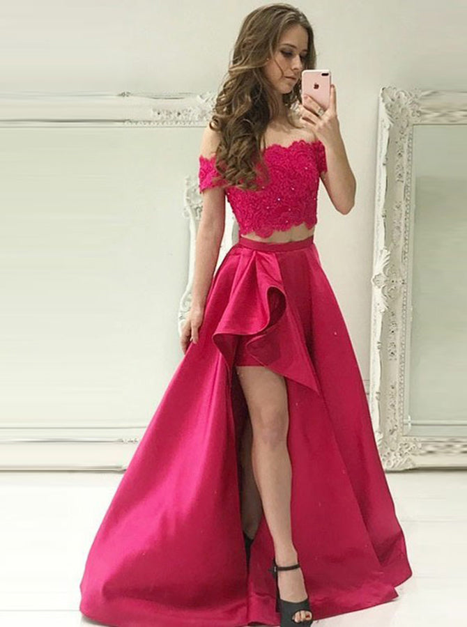 Two piece prom dress hotsell with pockets