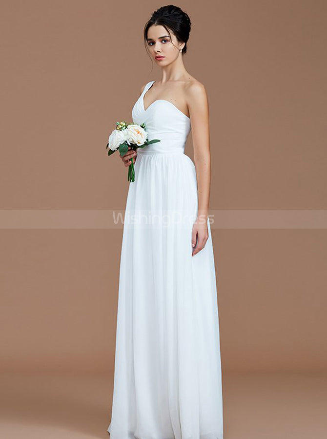 White one shoulder outlet bridesmaid dress