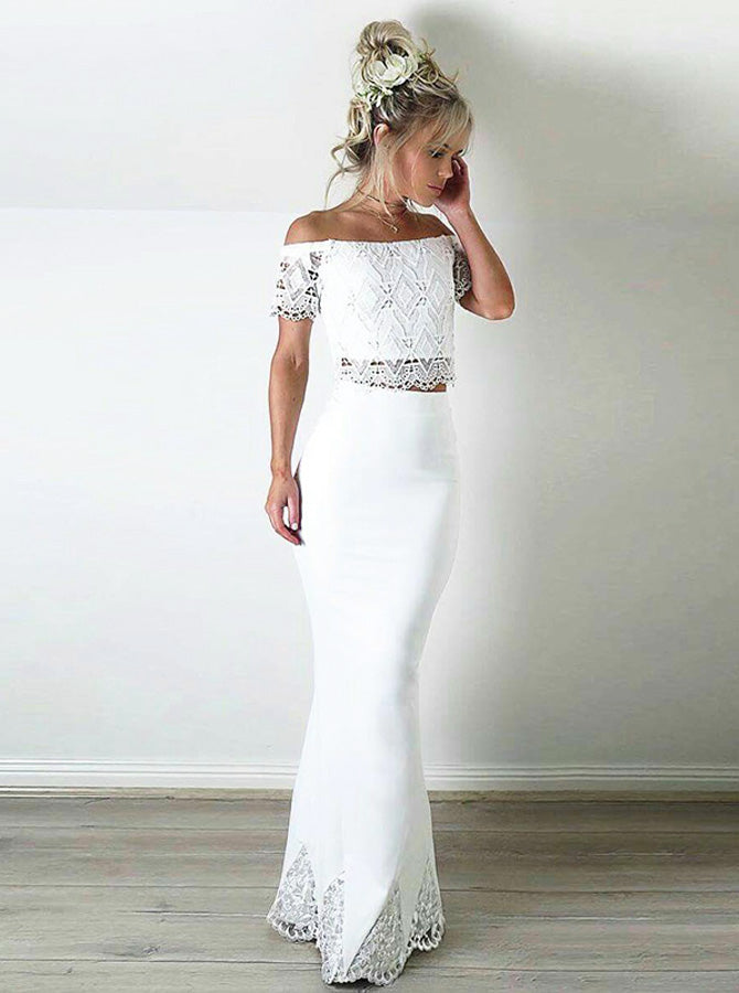 Two Piece White Lace Dress