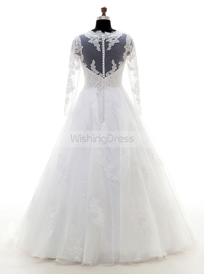 White Wedding Dress,Plus Size Bridal Dress,Wedding Dresses with Sleeve