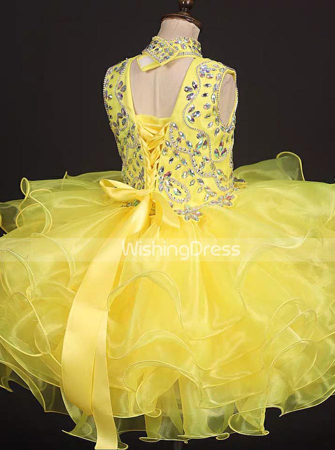 Custom One-Of-A-Kind yellow Glitz WINNING Pageant Gown Teen Girls Size 10/12/14