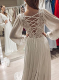 Sexy Chiffon Wedding Dress,Lace Up Back Destination Wedding Dress,WD00941