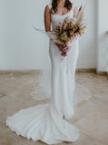 Scoop Neckline Wedding Dress,Stretch Crepe Wedding Dress,WD00952