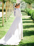 Modest Stretch Crepe Wedding Dress,A-line Bridal Gown With Sleeve,WD00957