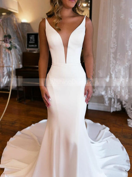 Modern Fit And Flare Wedding Dress,Blackless Bridal Dress,WD00995