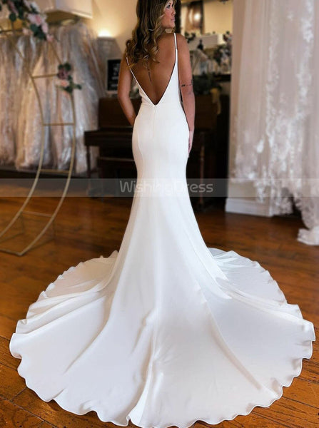 Modern Fit And Flare Wedding Dress,Blackless Bridal Dress,WD00995