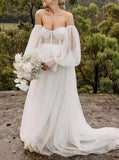 Sweetheart Neckline Destination Wedding Dress,Wedding Dress With Detached Sleeve,WD01003