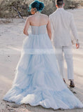 SkyBlue Sweetheart Neckline Wedding Dress,Layered Skirt Dreamy Wedding Dress,WD01004