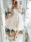 A-line Wedding Dress Open Back,Short Wedding Reception Dress,WD01005