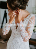 Fit And Flare Lace Wedding Dress,Long Sleeve Bridal Gown,WD01006