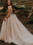 A-line Beaded Wedding Dress,Destination Wedding Dress,WD01010