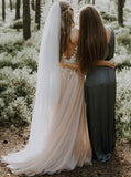 A-line V-neck Wedding Dress,Destination Wedding Dress,WD01011