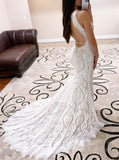 Trumpet Lace Wedding Dress,Open Back Bridal Gown,WD01014