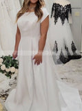 A-line Plus Size Wedding Gown,Satin Plus Size Bridal Gown With Short Sleeve,WD01052