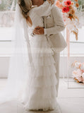 Two Piece Destination Wedding Dress,Multi-layered Floor Length Wedding Dress,WD01043