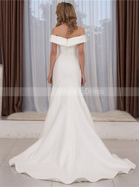 Off The Shoulder Wedding Gown,Satin Wedding Dress,WD01061