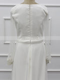 A-line Wedding Dress With Beaded Sleeve,Modest Bridal Dress,WD01074