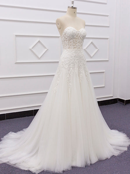 Sweetheart Neckline Wedding Dress,Fairytales Bridal Gown,WD01075