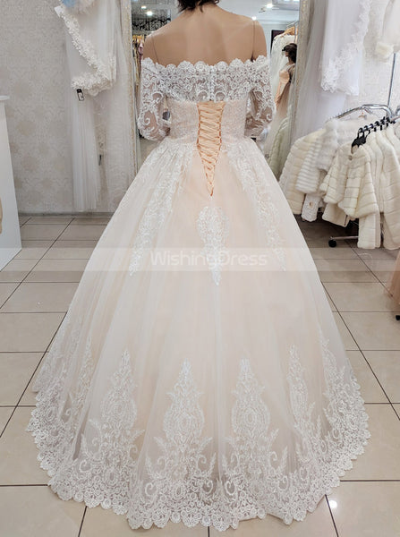 Princess Wedding Gown,Long Sleeve Bridal Gown,WD01088