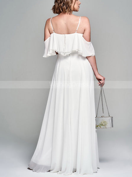 Spaghetti Straps Wedding Dress,Beach Chiffon Wedding Dress,WD01102