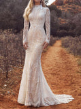 Lace Wedding Dress With Sleeve,Nude lining Ivory Lace Bridal Dress,WD00874