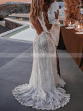 Romantic Lace Wedding Dress,Destination Open Back Bridal Dress,WD00914